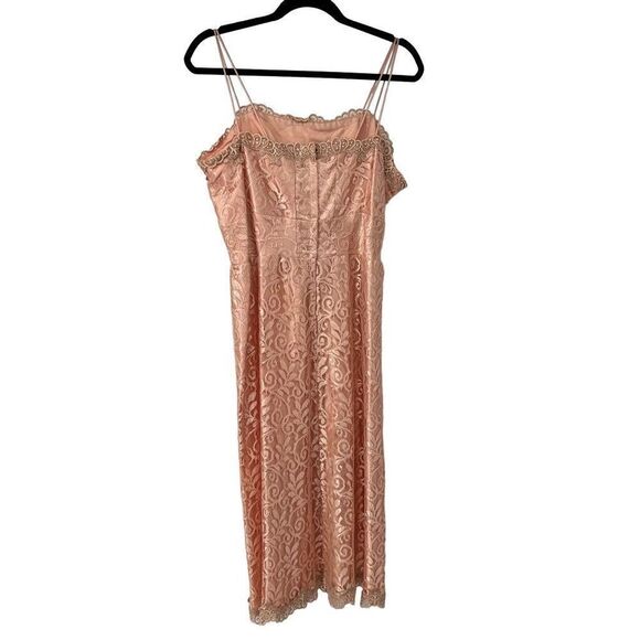 Vintage Handmade Unique Peach Lace Spaghetti Strap Dress - Picture 2 of 9